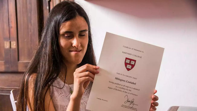 Joven uruguaya no vidente admitida para estudiar sin costo en Harvard